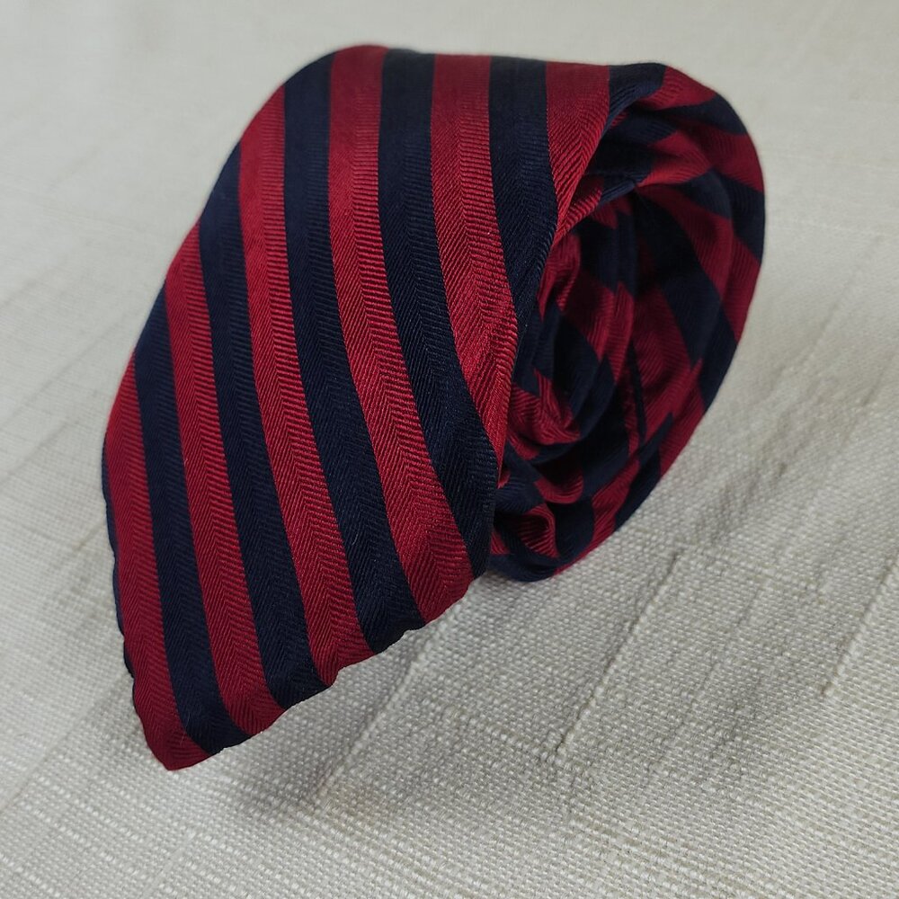 Vintage Oleg Cassini by Burma Necktie Featuring Blue and Red Stripes, Menswear